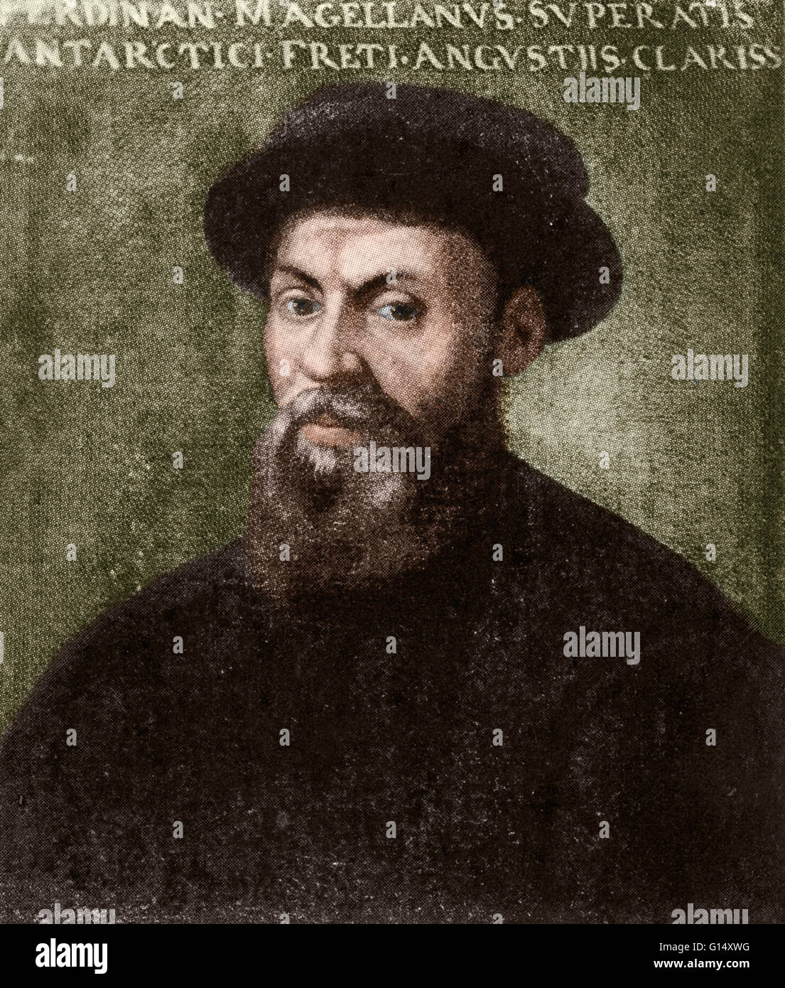 Ferdinando Magellano (1480 - 27 Aprile 1521) è stato un nobiluomo portoghese che aveva servito il suo paese come un soldato in Indie. Come Colombo ha creduto che un viaggio occidentale sarebbe molto più veloce del percorso portoghese. Egli era sicuro che non vi era un stretto, o Foto Stock Ferdinando Magellano (1480 - 27 Aprile 1521) è stato un nobiluomo portoghese che aveva servito il suo paese come un soldato in Indie. Come Colombo ha creduto che un viaggio occidentale sarebbe molto più veloce del percorso portoghese. Egli era sicuro che non vi era un stretto, o Foto Stock