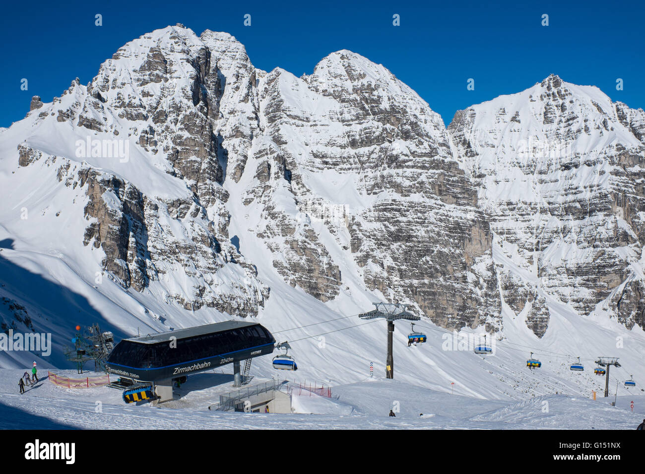 Impianti di risalita in Stubai, Schlick 2000 ski resort , Kreuzjoch, Fulpmes, Tirol , Austria Foto Stock