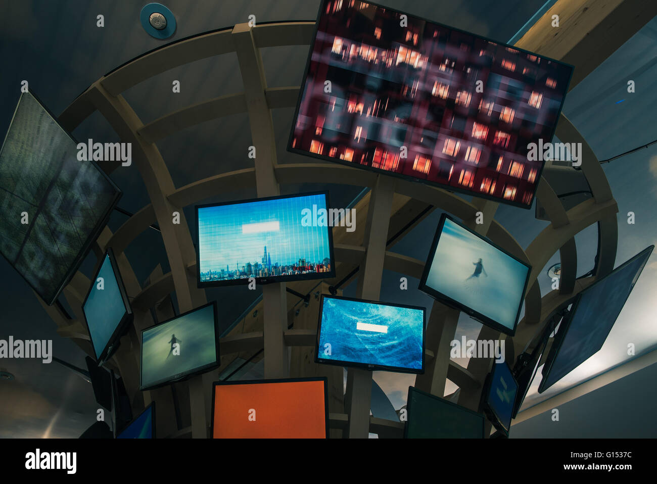 Monitor con la pubblicità Foto Stock