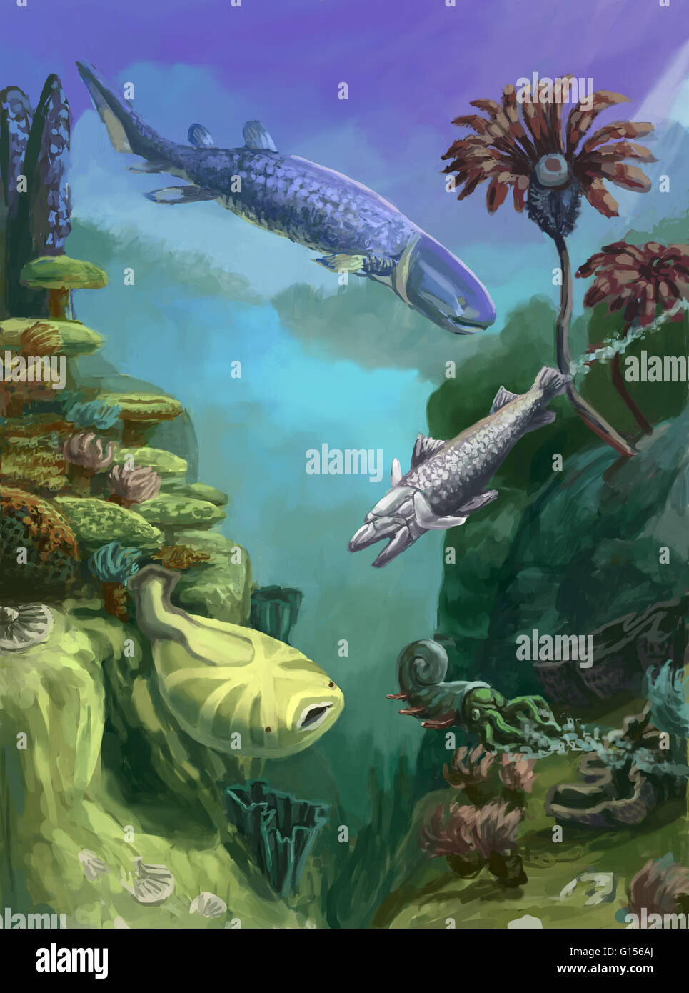 Una illustrazione concettuale del Devoniano periodo geologico che