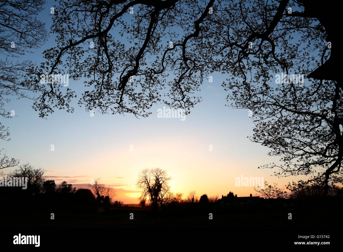 Tramonto nella campagna del North Yorkshire - Inghilterra Foto Stock