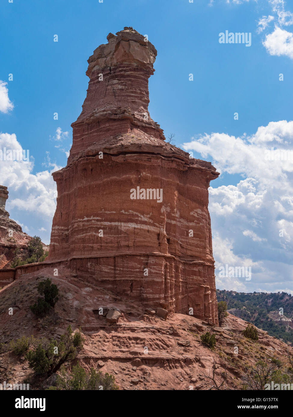 La formazione del faro, Lighthouse Trail, Palo Duro State Park, Texas. Foto Stock