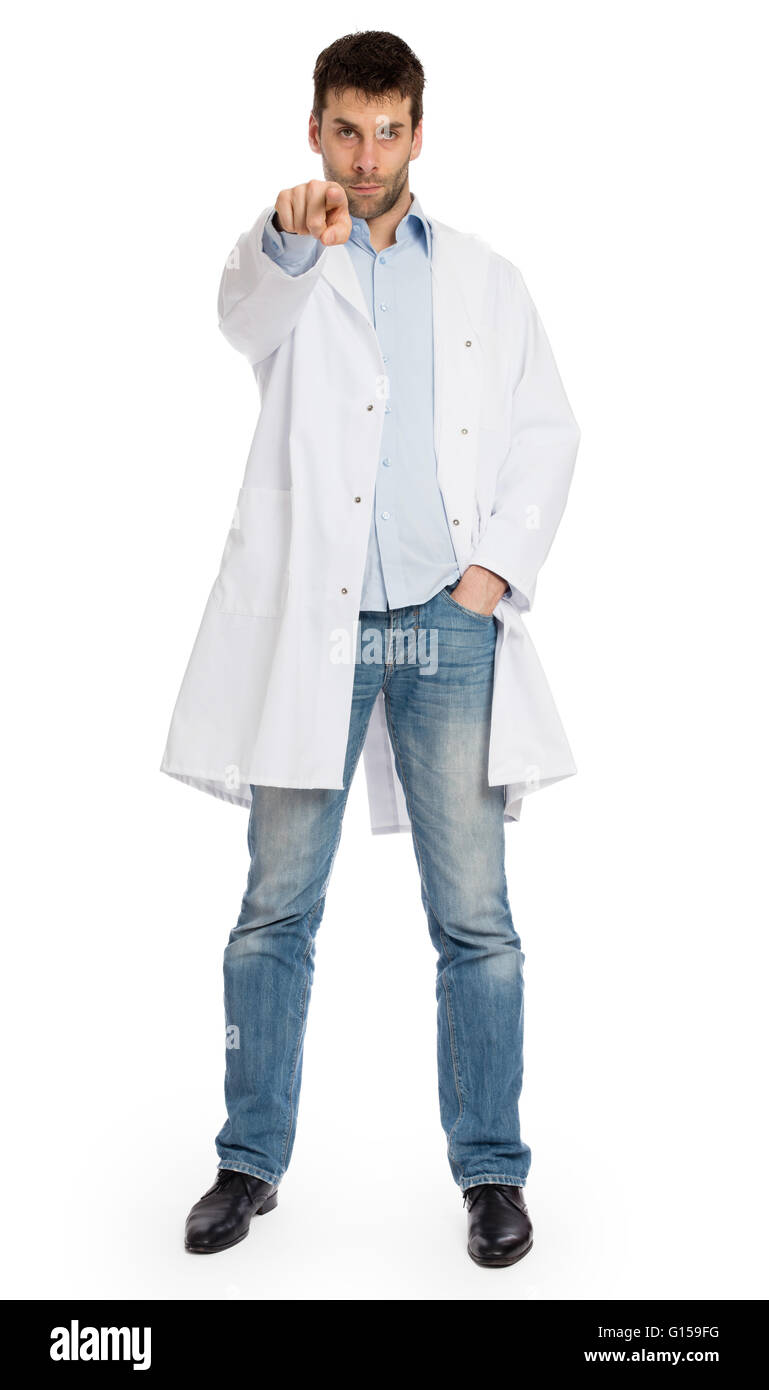 Medico maschio, il concetto di salute e medicina - Isolato su bianco Foto Stock
