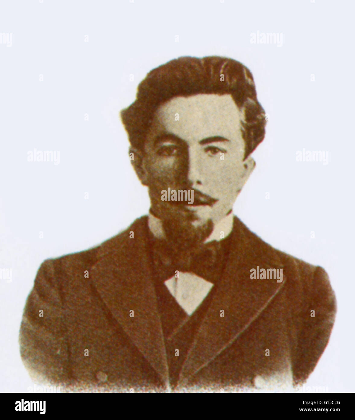Mikhail Semyonovich Tsvet (1872-1919) era un botanico russo che ha inventato la cromatografia di adsorbimento. Il suo ultimo nome è il russo sia per il colore e la fioritura. Mikhail Tsvet cromatografia inventato nel 1906 durante la sua ricerca su pigmenti vegetali. Egli ha utilizzato il liquido Foto Stock Mikhail Semyonovich Tsvet (1872-1919) era un botanico russo che ha inventato la cromatografia di adsorbimento. Il suo ultimo nome è il russo sia per il colore e la fioritura. Mikhail Tsvet cromatografia inventato nel 1906 durante la sua ricerca su pigmenti vegetali. Egli ha utilizzato il liquido Foto Stock