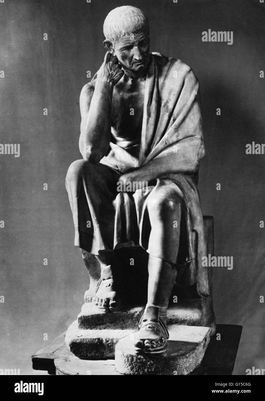 Copia romana di una scultura Greca, pensato da Aristotele. Foto Stock