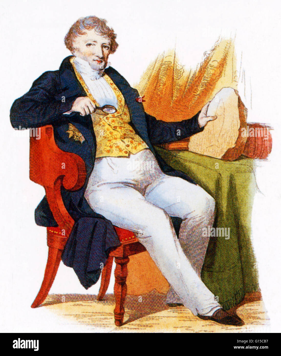 Georges Cuvier (nome completo Jean Leopold Nicolas Frederic Cuvier, 1769-1832) originato un sistema di classificazione zoologica che animali raggruppati secondo le strutture dei loro scheletri e organi. Cuvier ha esteso il suo sistema di fossili; il suo reconstr Foto Stock