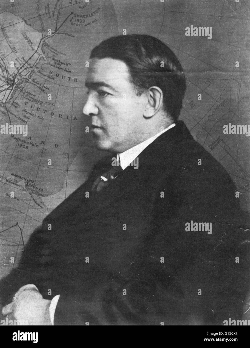 Sir Ernest Shackleton Henry (1874-1922), nel 1914, Irish explorer dell'Antartico. Shackleton era nato nella contea di Kildare, Irlanda e servito da un funzionario junior il capitano Scott nel 1901 National Antarctic Expedition. Nel 1909 ha portato la sua propria spedizione a un Foto Stock