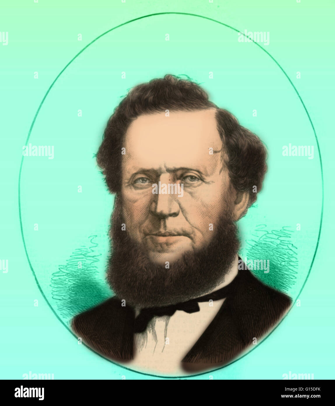 La Brigham Young (1 giugno 1801 - 29 agosto 1877) era un leader americano in quest'ultimo giorno San movimento e un decantatore dell'Ovest degli Stati Uniti. Egli è stato disegnato per Mormonism dopo la lettura del Libro di Mormon poco dopo la sua pubblicazione nel 1830. Egli officia Foto Stock