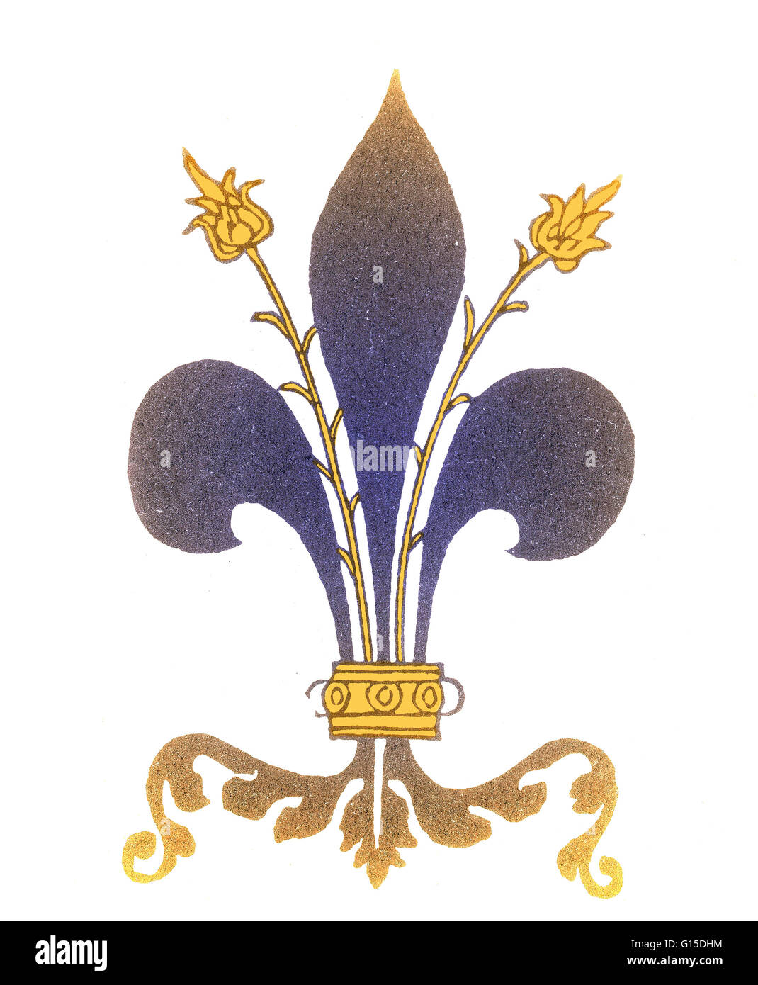 Fleur de Lis, emblema della Francia, a partire dal XV secolo incisione. Foto Stock