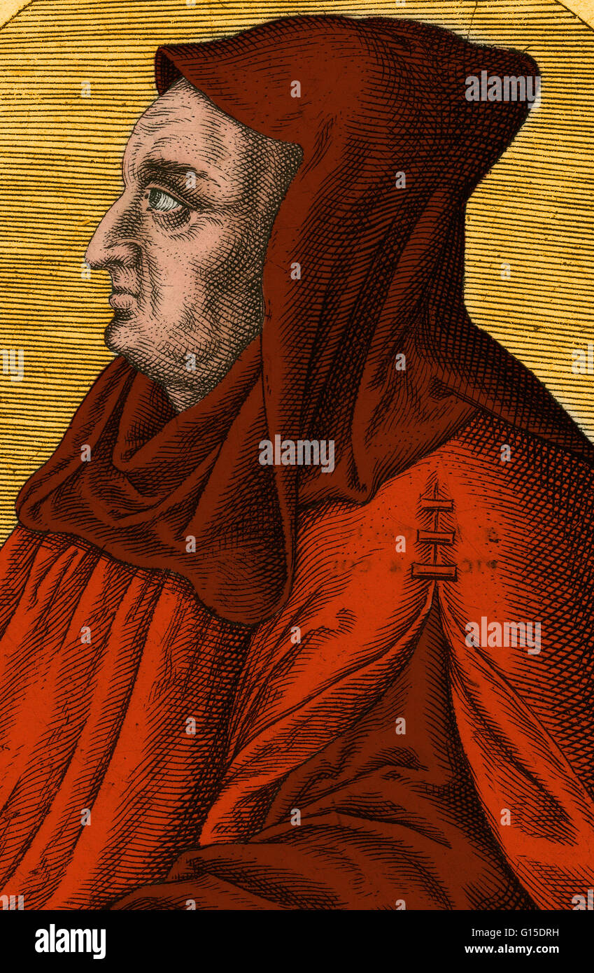 Albertus Magnus (1193/1206-1280) era un frate domenicano e il vescovo che ha creduto nella coesistenza pacifica di scienza e di religione. Albertus è stato il primo a commentare tutti gli scritti di Aristotele, rendendoli accessibili per un più ampio dibattito accademico. Egli Foto Stock