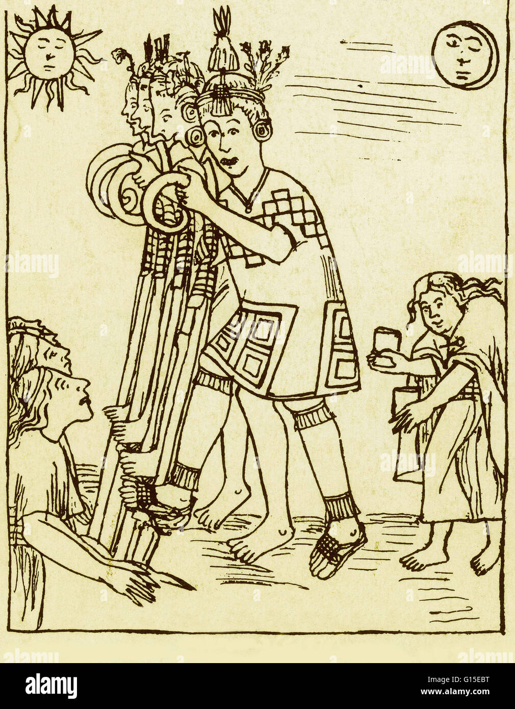 Dal peruviano illustrato codex 'Nueva Coronica y Buen Gobierno' o 'Nuovo cronaca e buon governo", all'inizio del XVII secolo. Scritto ed illustrato da Felipe Guaman Poma de Ayala. Foto Stock