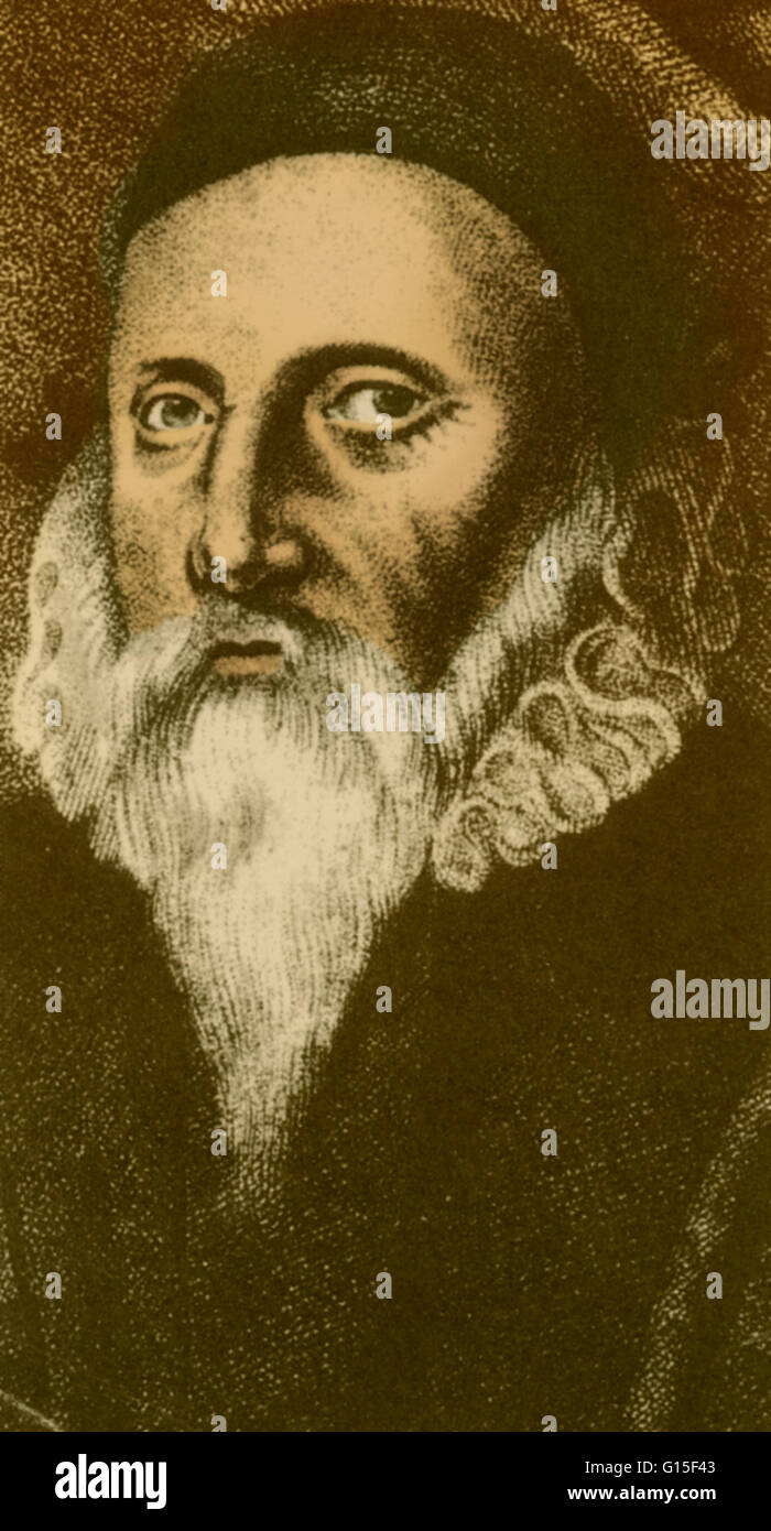 John Dee (1527-1608 o 1609) era un matematico inglese, astronomo e astrologo occultista navigator, imperialista e consulente per la Regina Elisabetta I. ha dedicato gran parte della sua vita per lo studio di alchimia, la divinazione e la filosofia ermetica. Una delle m Foto Stock