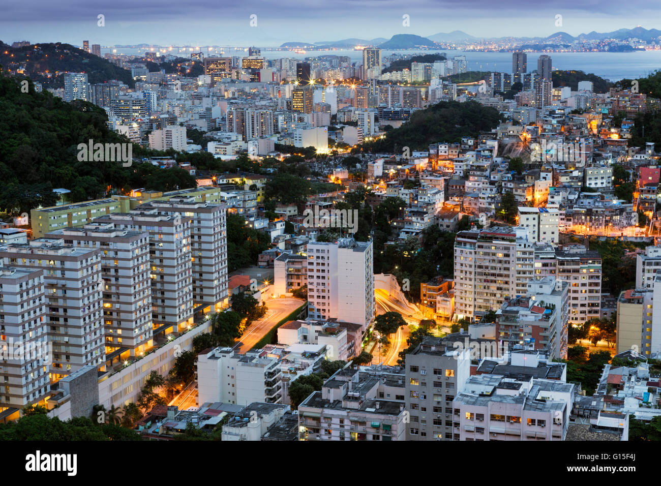 Tabajaras favela e Copacabana, Rio de Janeiro, Brasile, Sud America Foto Stock