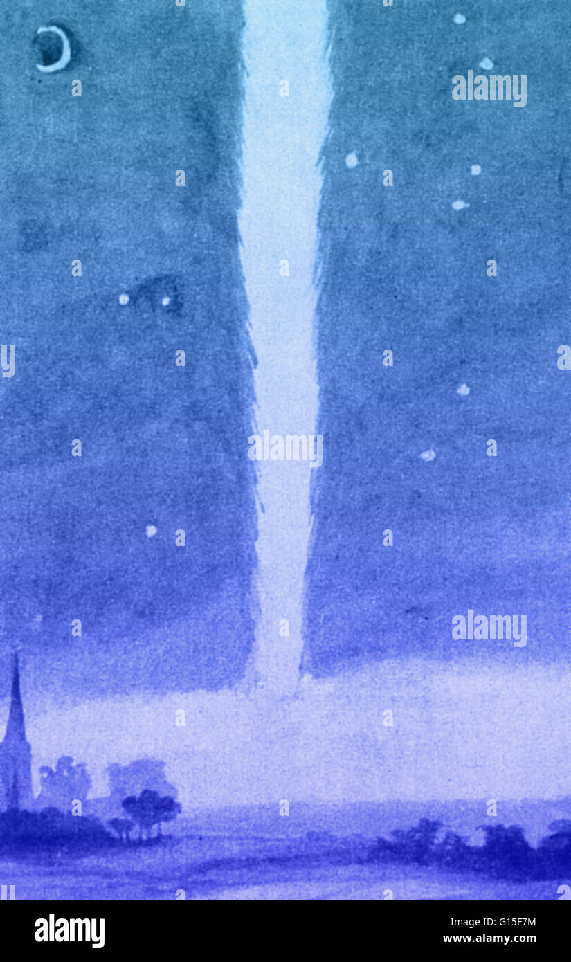 Anonimo acquerelli raffiguranti la cometa del 1680 oltre i Paesi Bassi. C/1680 V1, chiamata anche la grande cometa del 1680, Kirch la cometa, e Newton, Comet ha la distinzione di essere la prima stella cometa scoperto dal telescopio. Scoperto da Gottfried Kirch Foto Stock