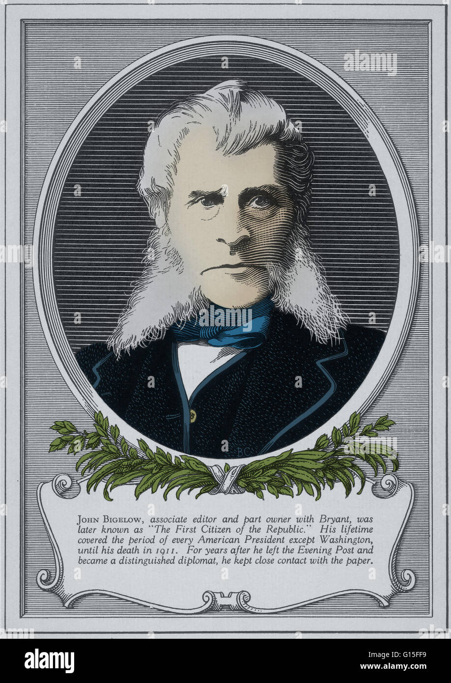 John Bigelow è stata associate editor e proprietario di parte del New York Evening Post con William Cullen Bryant. In seguito noto come " il primo cittadino della repubblica', la sua vita ha coperto il periodo di ogni Presidente americano ad eccezione di Washington, fino alla sua morte in Foto Stock