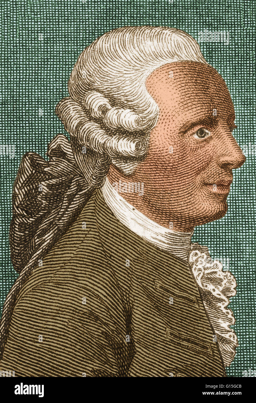 Jean-Baptiste Le Rond d'Alembert (novembre 16, 1717 - 29 ottobre 1783) era un matematico francese, mechanician, fisico, filosofo, teorico musicale e co-editor (per la matematica e la scienza) con Denis Diderot dell'Encyclopédie. D'Alembert formul Foto Stock
