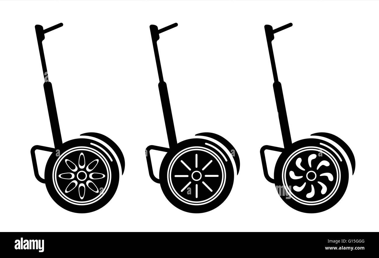Auto-bilanciamento scooter elettrico isolato su bianco Illustrazione Vettoriale