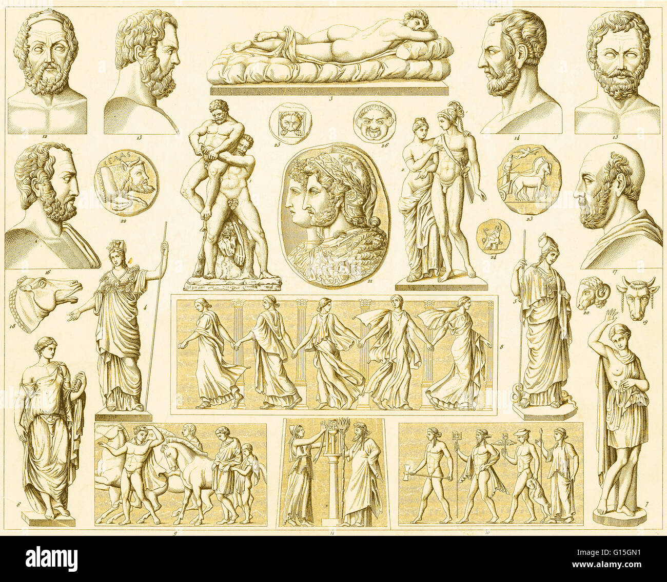 Le figure dalla mitologia greca e romana. Foto Stock