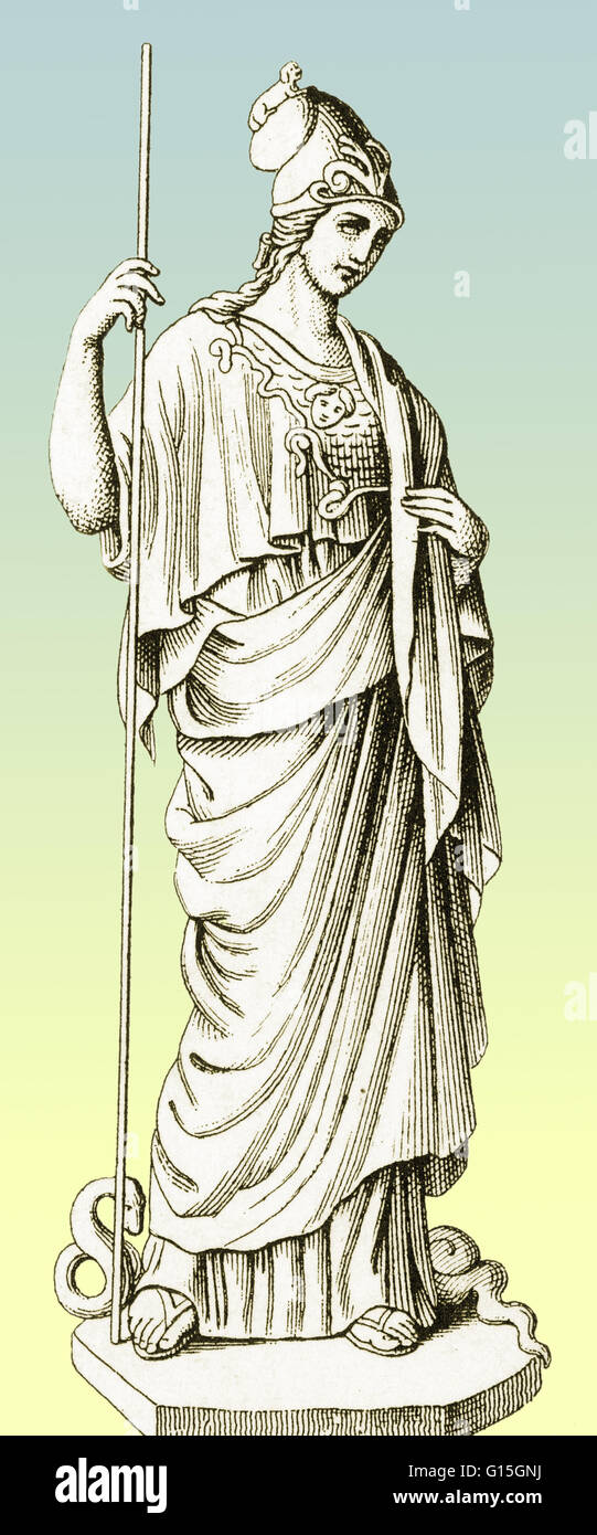 Il Greco antico figura mitica di Pallas, figlia di Triton, con il serpente. Lei era favorire la sorella di Athena. Foto Stock