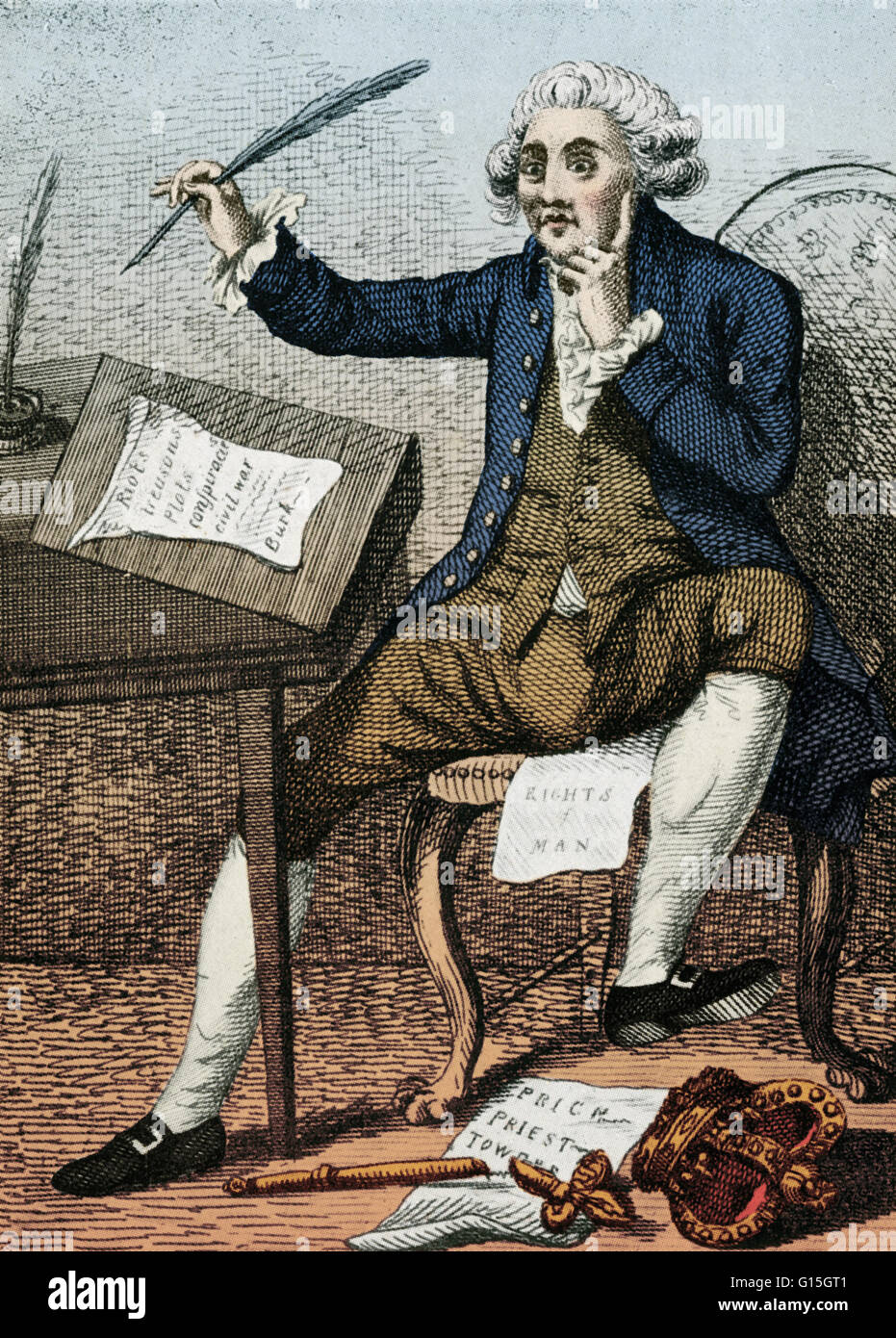 Thomas Paine (Febbraio 9, 1737 - 8 giugno 1809) era un americano attivista politico, filosofo, un teorico politico, rivoluzionario e uno dei padri fondatori degli Stati Uniti. Pamphlet il senso comune ispirato alle persone di dichiarare e lotta per inde Foto Stock