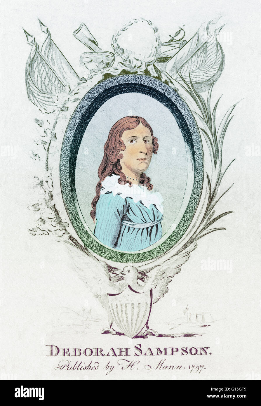Deborah Sampson (Dicembre 17, 1760 - Aprile 27, 1827), una donna che ha servito 17 mesi nell'esercito continentale durante la guerra rivoluzionaria americana dissimulata come un uomo. Foto Stock