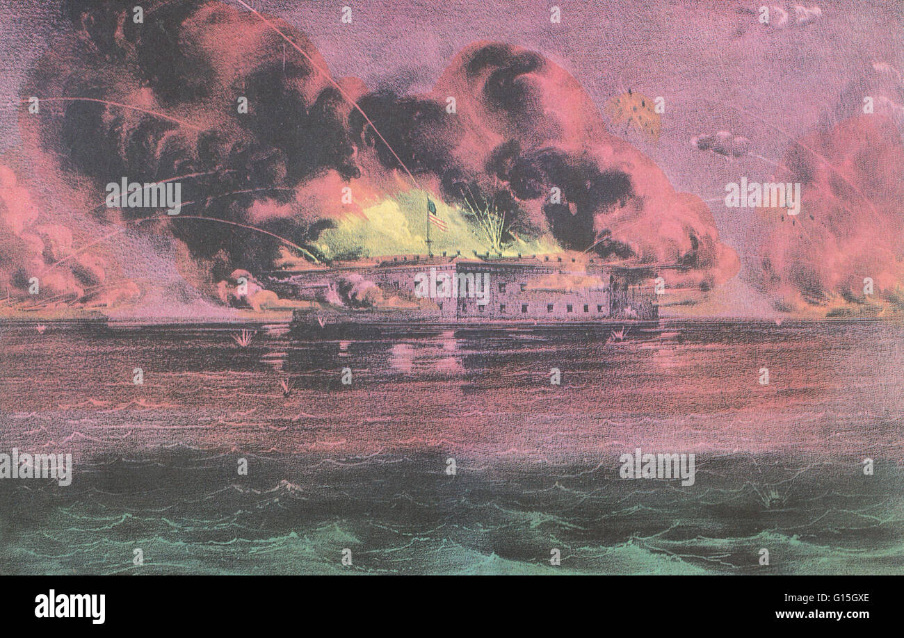 Il 10 aprile 1861, il Generale di Brigata Beauregard, al comando provvisorio delle forze confederate a Charleston, Carolina del Sud, ha chiesto la rinuncia dell'Unione presidio di Fort Sumter nel porto di Charleston. Garrison commander Anderson ha rifiutato. Su Apri Foto Stock