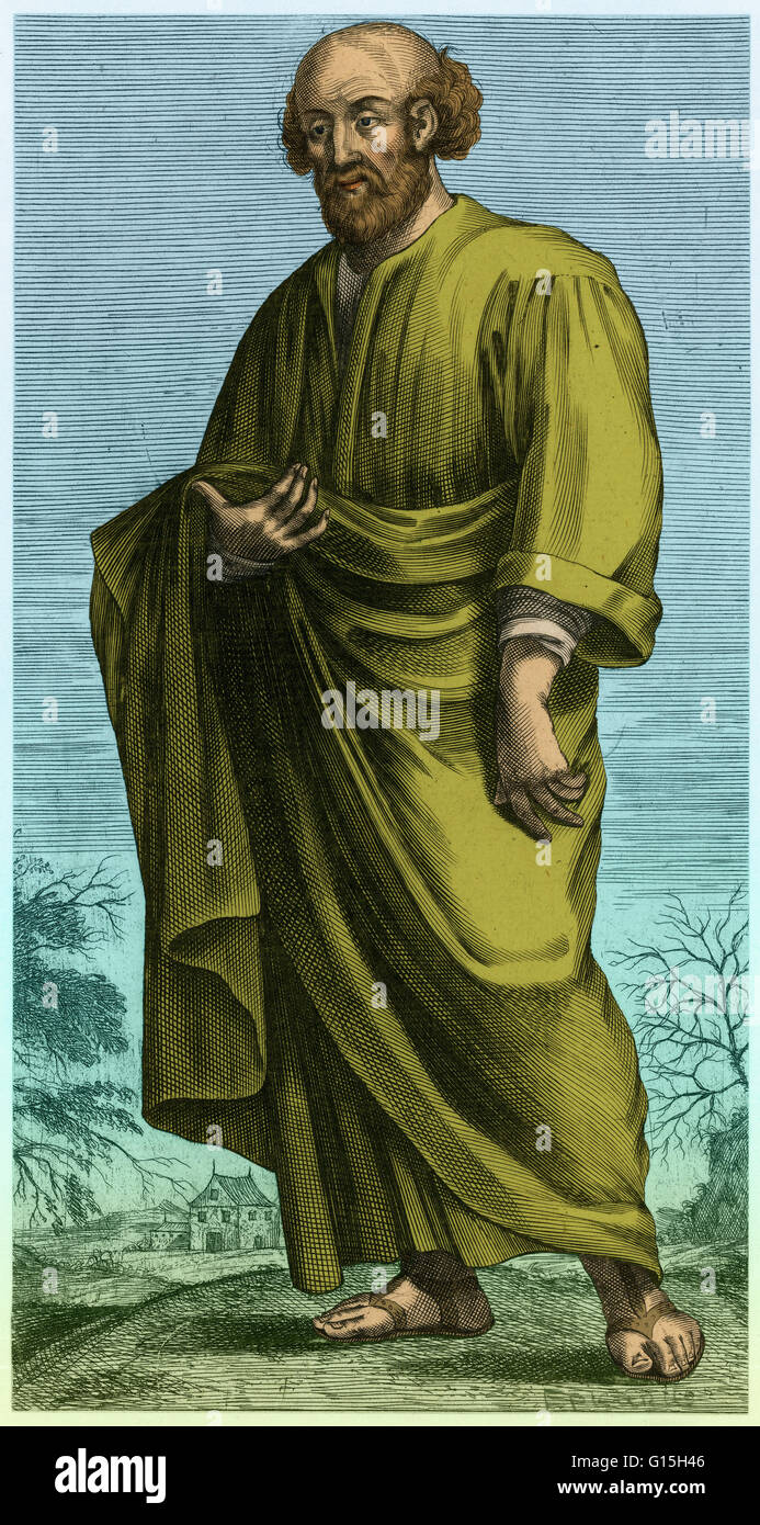 Epicuro (341 - 270 a.C.) era un antico filosofo greco così come il fondatore della scuola di filosofia chiamata Epicureanism. Solo pochi frammenti e lettere di sua 300 opere scritte rimangono. Molto di ciò che è noto circa la filosofia epicurea deriva fro Foto Stock