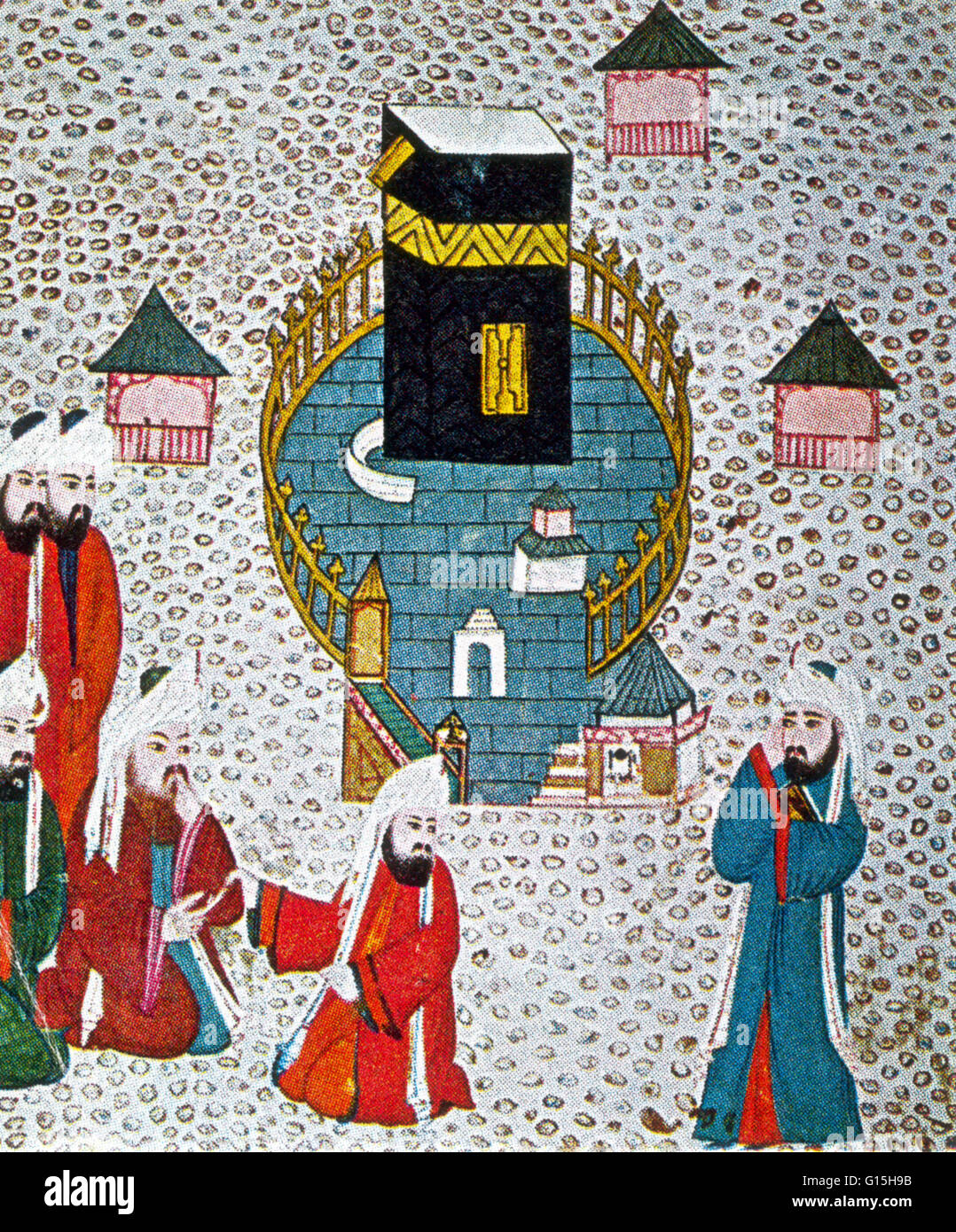 Una miniatura persiano preso dal Siyer-i Nebi turco è un epic circa la vita di Muhammad, completata intorno al 1388. Il righello Ottomano Murad III ha commissionato un sontuoso illustrato copia del lavoro. Il calligrafo Lutfi Abdullah ha completato il lavoro nel 1595 Foto Stock