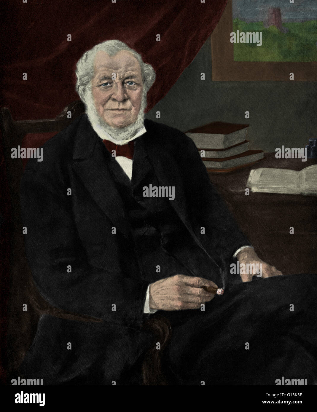 Una illustrazione di Robert Bunsen (Marzo 31, 1811 - Agosto 16, 1899), il chimico tedesco che ha messo a punto il becco Bunsen che è stato inventato da Michael Faraday e ha lavorato sulla spettroscopia di emissione degli elementi riscaldati. Ha scoperto gli elementi cesio e rubi Foto Stock