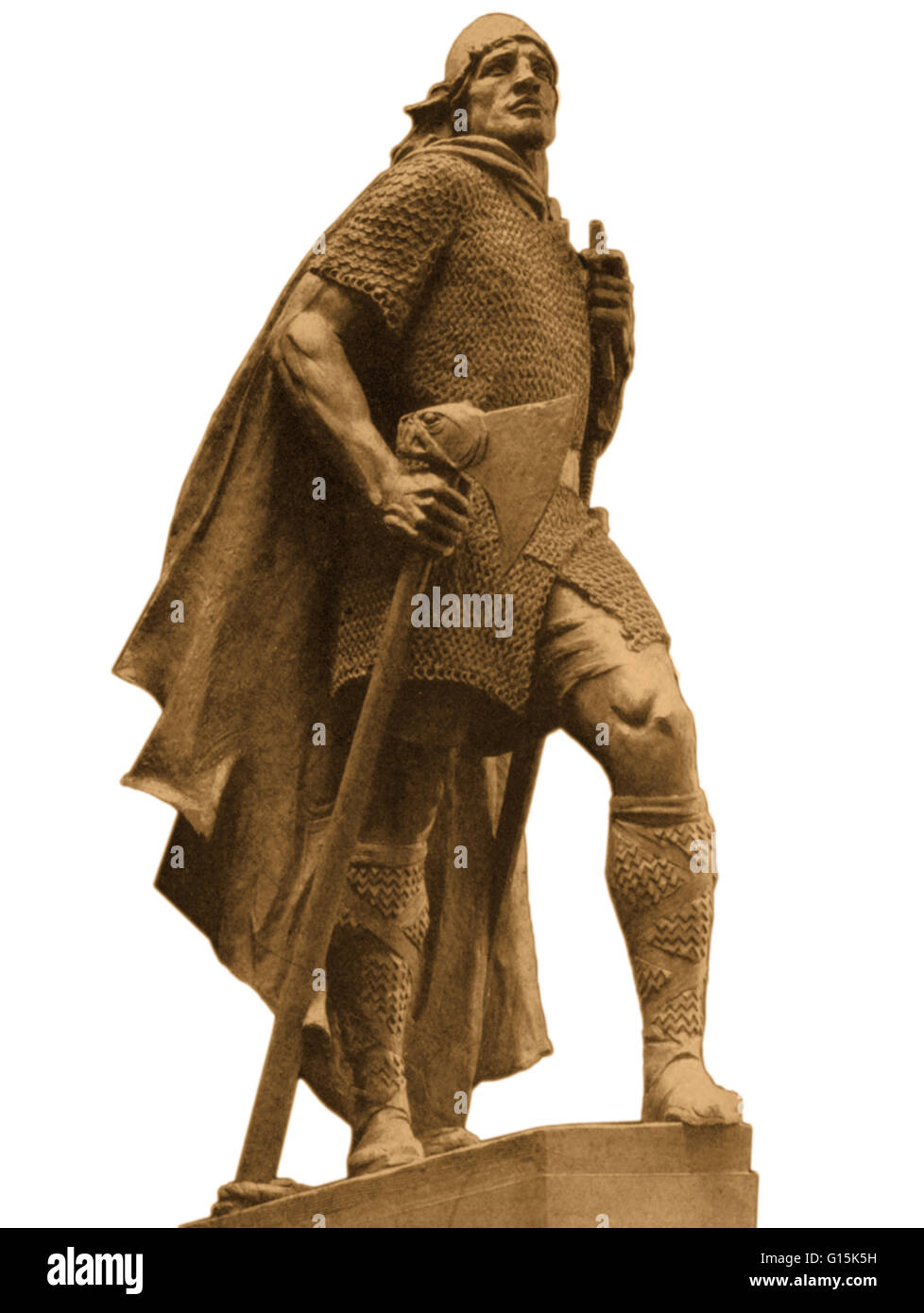 Scultore Americano A. Stirling Calder memoriale della statua di Leif Ericson, a Reykjavik, Islanda. Leif Ericson (970 -1020) era un esploratore norvegese considerato come il primo europeo a sbarcare in Nord America, quasi 500 anni prima che Cristoforo Colombo. Secondo t Foto Stock