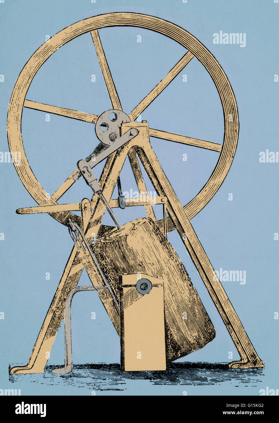 Watt del primo design per un motore oscillante. James Watt (1736-1819) era un inventore scozzese e ingegnere meccanico che ha notevolmente migliorato il motore di vapore. Foto Stock