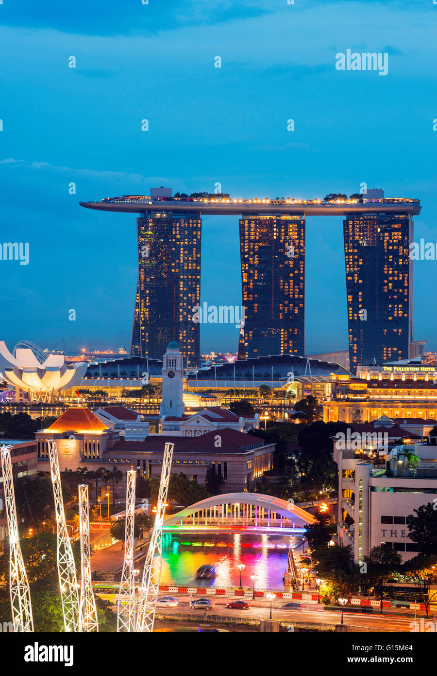 Il Clarke Quay e Marina Bay Sands Hotel e Casinò, Singapore, Sud-est asiatico, in Asia Foto Stock
