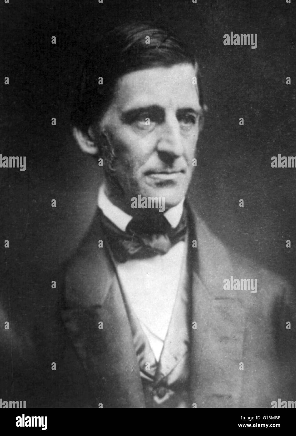 Ralph Waldo Emerson (25 maggio 1803 - 27 Aprile 1882) era un americano saggista, docente e poeta, che ha guidato il movimento Transcendentalist della metà del XIX secolo. Egli è stato un campione di individualismo che ha diffuso il suo pensiero attraverso dozzine di pubblicato Foto Stock