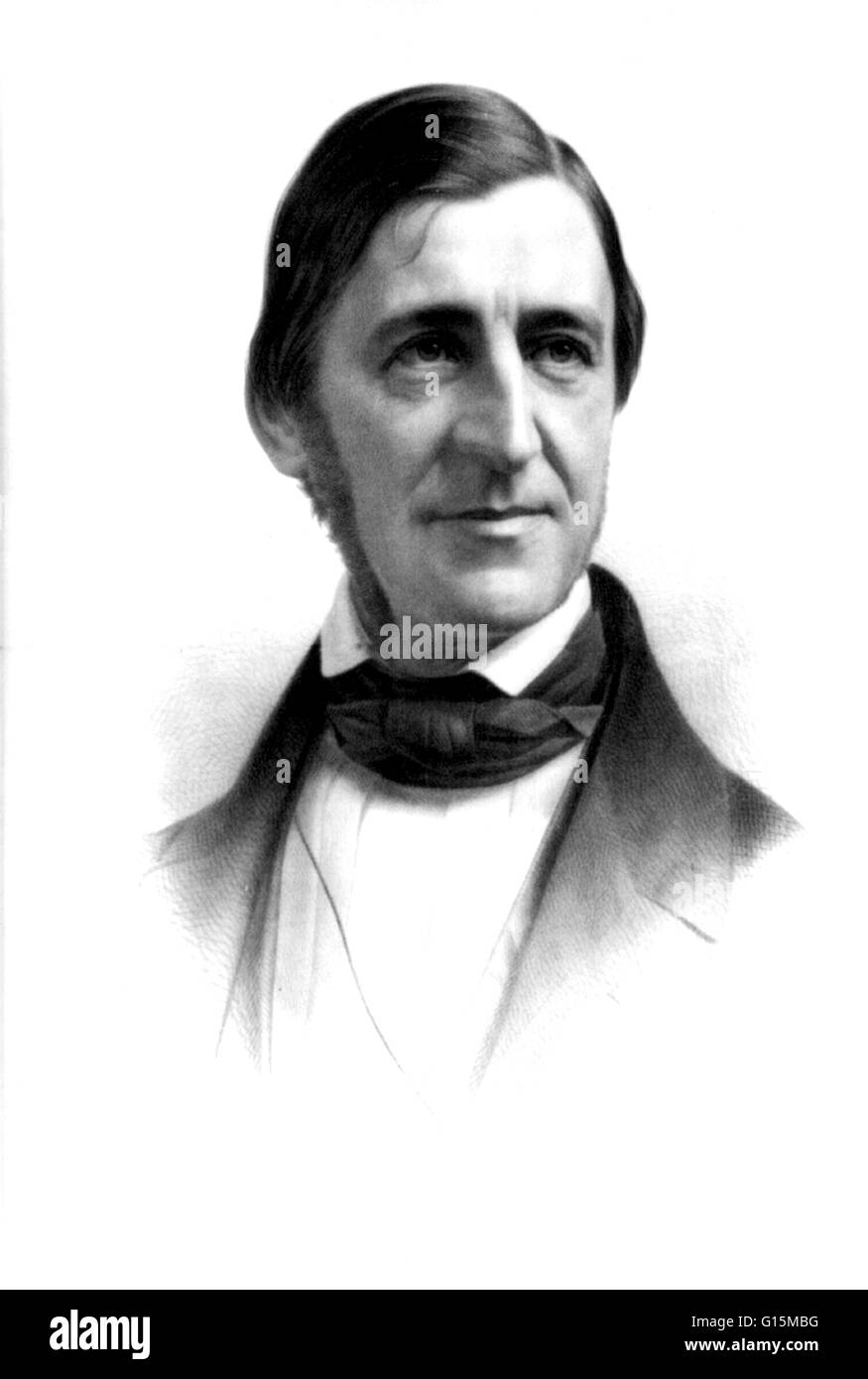 Ralph Waldo Emerson (25 maggio 1803 - 27 Aprile 1882) era un americano saggista, docente e poeta, che ha guidato il movimento Transcendentalist della metà del XIX secolo. Egli è stato un campione di individualismo che ha diffuso il suo pensiero attraverso dozzine di pubblicato Foto Stock