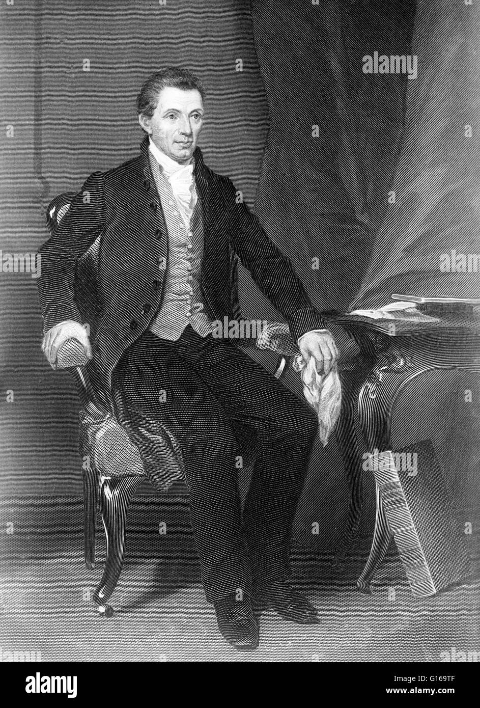 James Monroe (Aprile 28, 1758 - luglio 4, 1831) è stato il quinto Presidente degli Stati Uniti (1817-1825). Egli è stato l'ultimo presidente che era un padre fondatore, e il terzo di loro a morire il giorno dell'indipendenza. Egli ha combattuto nella guerra rivoluzionaria americana. Egli w Foto Stock