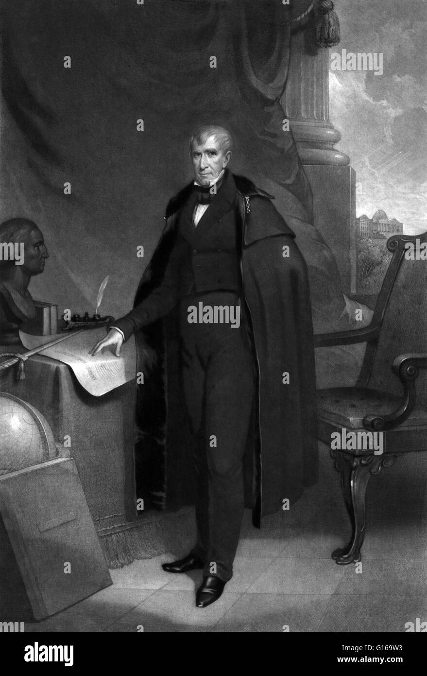 William Henry Harrison (Febbraio 9, 1773 - Aprile 4, 1841) era il nono Presidente degli Stati Uniti (1841), un americano ufficiale militare e politico e il primo presidente di morire in ufficio. Egli è stato 68 anni quando ha inaugurato e ultimo presidente Foto Stock