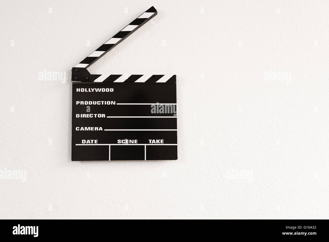 Iconico film di Hollywood battaglio Scheda su sfondo bianco. Copia dello spazio. Foto Stock