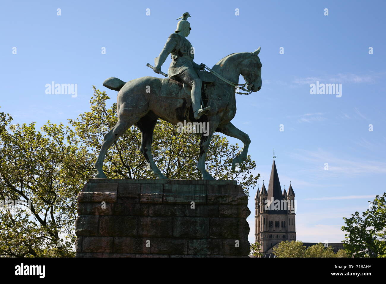 Monumento a cavallo a Colonia, Germania Foto Stock