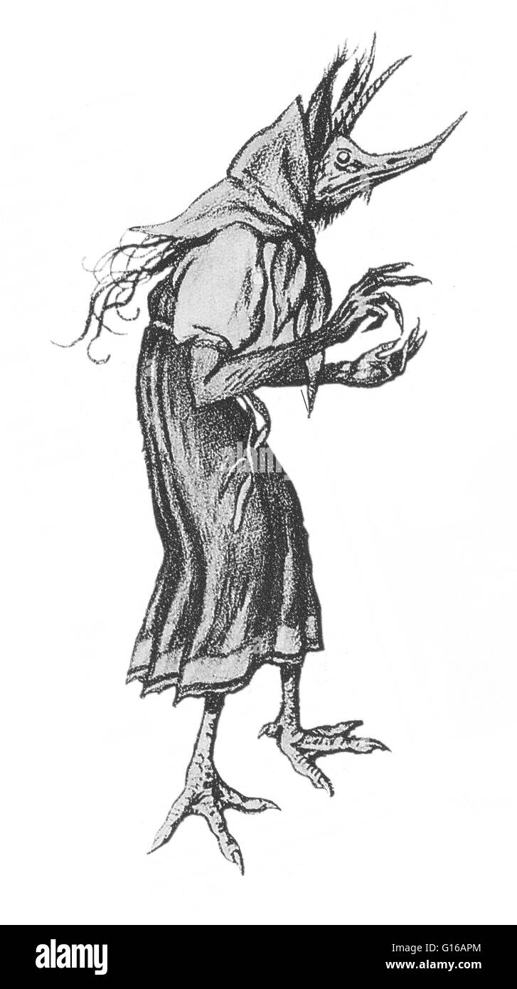 Kikimora è una creatura leggendaria, una femmina di casa spirito nella mitologia Slava. Quando lei abita in una casa, vive dietro la stufa o in cantina. Ci sono due tipi diversi di Kikimoras. Quella che proviene dalla foresta è sposata con il Domovoi. Foto Stock