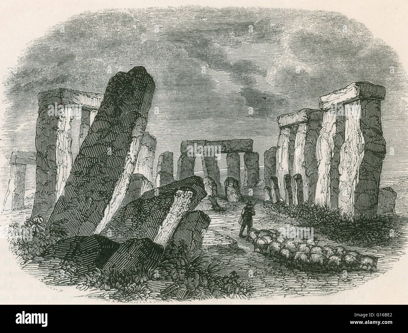 Stonehenge è un monumento preistorico nel Wiltshire, Inghilterra. Uno dei siti più famosi nel mondo, Stonehenge è il residuo di un anello di pietre permanente imposta all'interno di terrapieni. È nel mezzo del più complesso densa del Neolitico e dell'Età del Bronzo Foto Stock