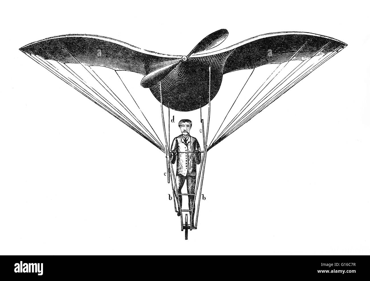 Alexandre Goupil era un ingegnere francese della nota che ha progettato un uccello-come la macchina volante nel 1883. Il sesquiplane (un monoplan con ulteriori semi-ali) doveva essere alimentato da un motore a vapore (montato entro la profonda rotondità del corpo della macchina) pilotare un si Foto Stock