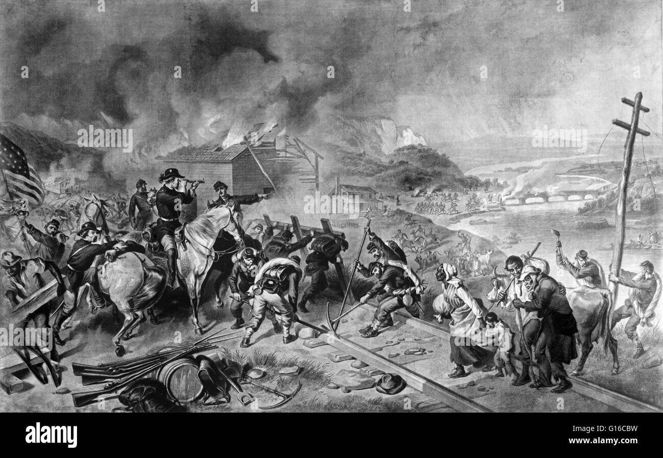 Sherman del marzo al mare è il nome comunemente dato ai militari Savannah campagna nella guerra civile americana, condotta attraverso la Georgia nel 1864 dal maggior generale William Tecumseh Sherman dell'esercito dell'Unione. La campagna è iniziata con Sherman, le truppe leav Foto Stock Sherman del marzo al mare è il nome comunemente dato ai militari Savannah campagna nella guerra civile americana, condotta attraverso la Georgia nel 1864 dal maggior generale William Tecumseh Sherman dell'esercito dell'Unione. La campagna è iniziata con Sherman, le truppe leav Foto Stock