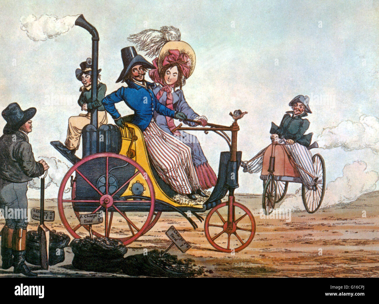 Litografia pubblicata nella rivista francese L'illustrazione, 3 ottobre 1836. Poiché i primi anni del XVIII secolo, di potenza vapore è stato applicato ad una varietà di usi pratici. In 1780's motori rotativi cominciarono ad apparire, alla guida di macchine di fabbrica come spinn Foto Stock