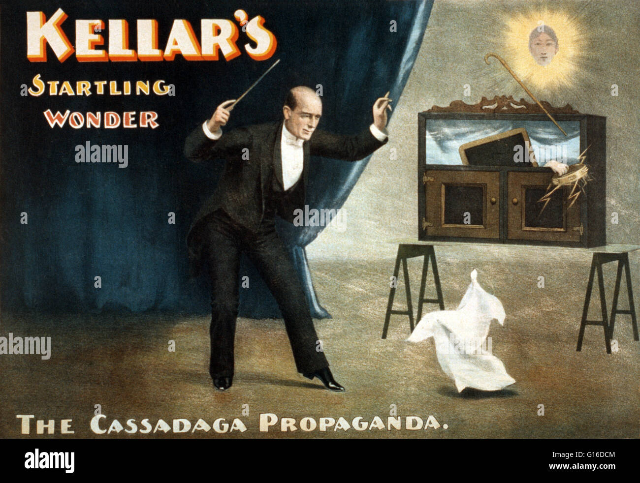 Titolo: "Kellar sorprendente di wonder' litografia di poster creato dal Strobridge Lithographing Company, 1900. Harry Kellar (Luglio 11, 1849 - 10 Marzo 1922) era un mago americano che ha presentato la grande stadio mostra durante la fine del XIX e gli inizi del XX centu Foto Stock