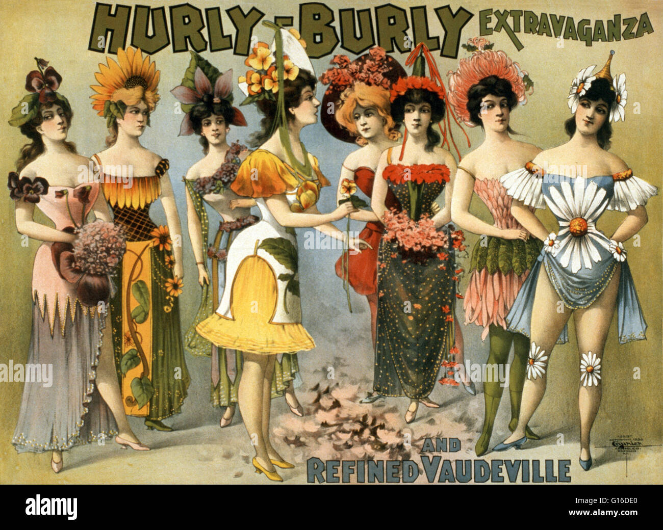 Titolo: "Hurly-Burly stravaganza e raffinato Vaudeville' litografia di poster creato tramite corriere Lithographing Company, 1899. Un tipico vaudeville performance è costituito da una serie di distinti, atti non correlati raggruppati su un comune bill. Tipi di un Foto Stock