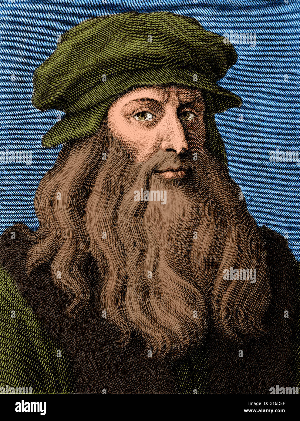 Leonardo di ser Piero da Vinci (15 Aprile 1452 - 2 Maggio 1519) era un rinascimento italiano polymath: pittore, scultore, architetto, musicista, matematico, ingegnere e inventore, anatomista, geologo, cartografo, botanico e scrittore. Il suo genio, forse mor Foto Stock