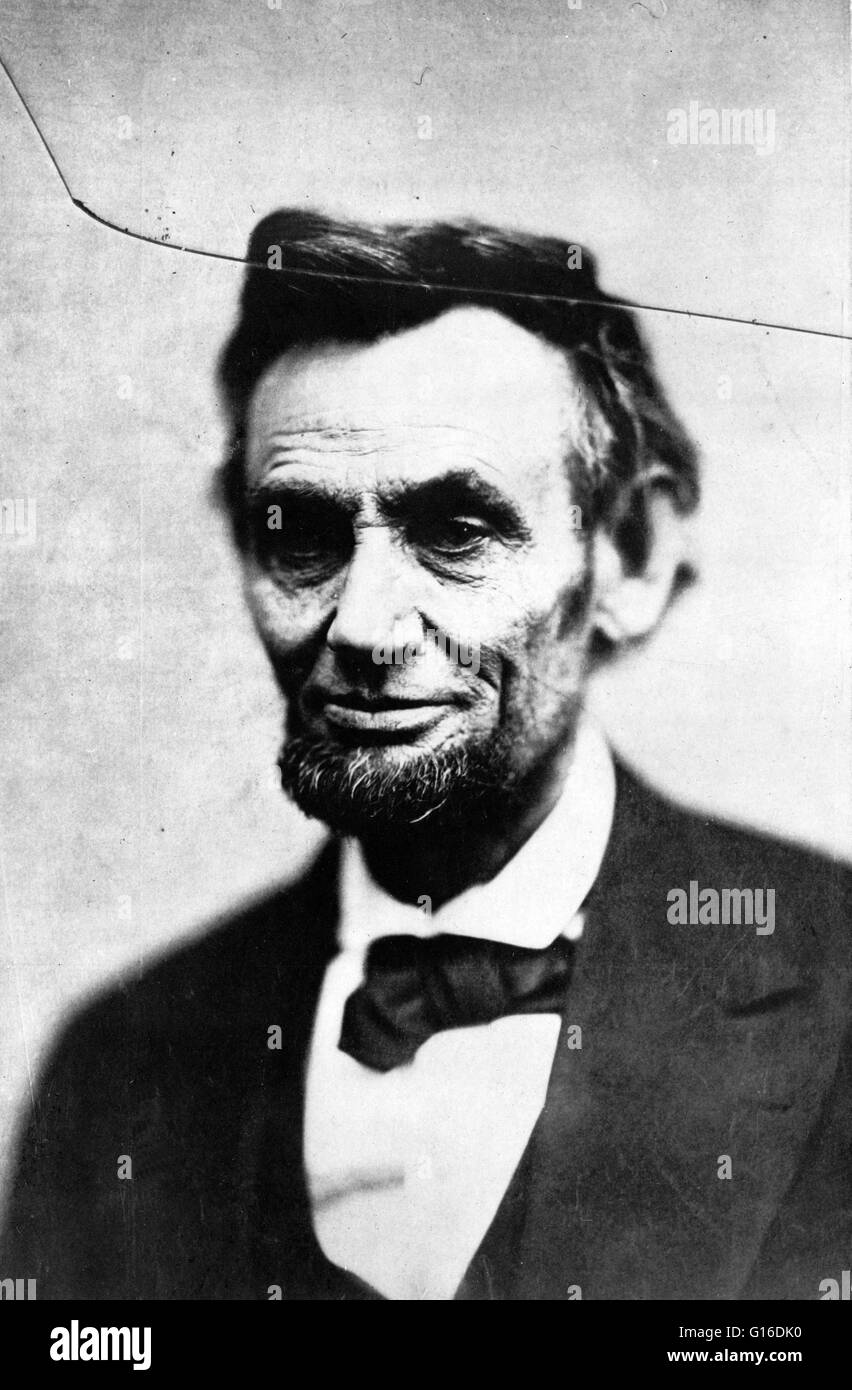 Abraham Lincoln tradizionalmente chiamato 'ultima fotografia di Lincoln da' vita fotografata da Alexander Gardiner, 5 febbraio 1865. Domenica, 5 febbraio 1865, presso Gardner's Galleria a Washington DC, Alexander Gardner ha avuto molti più lente delle immagini Foto Stock