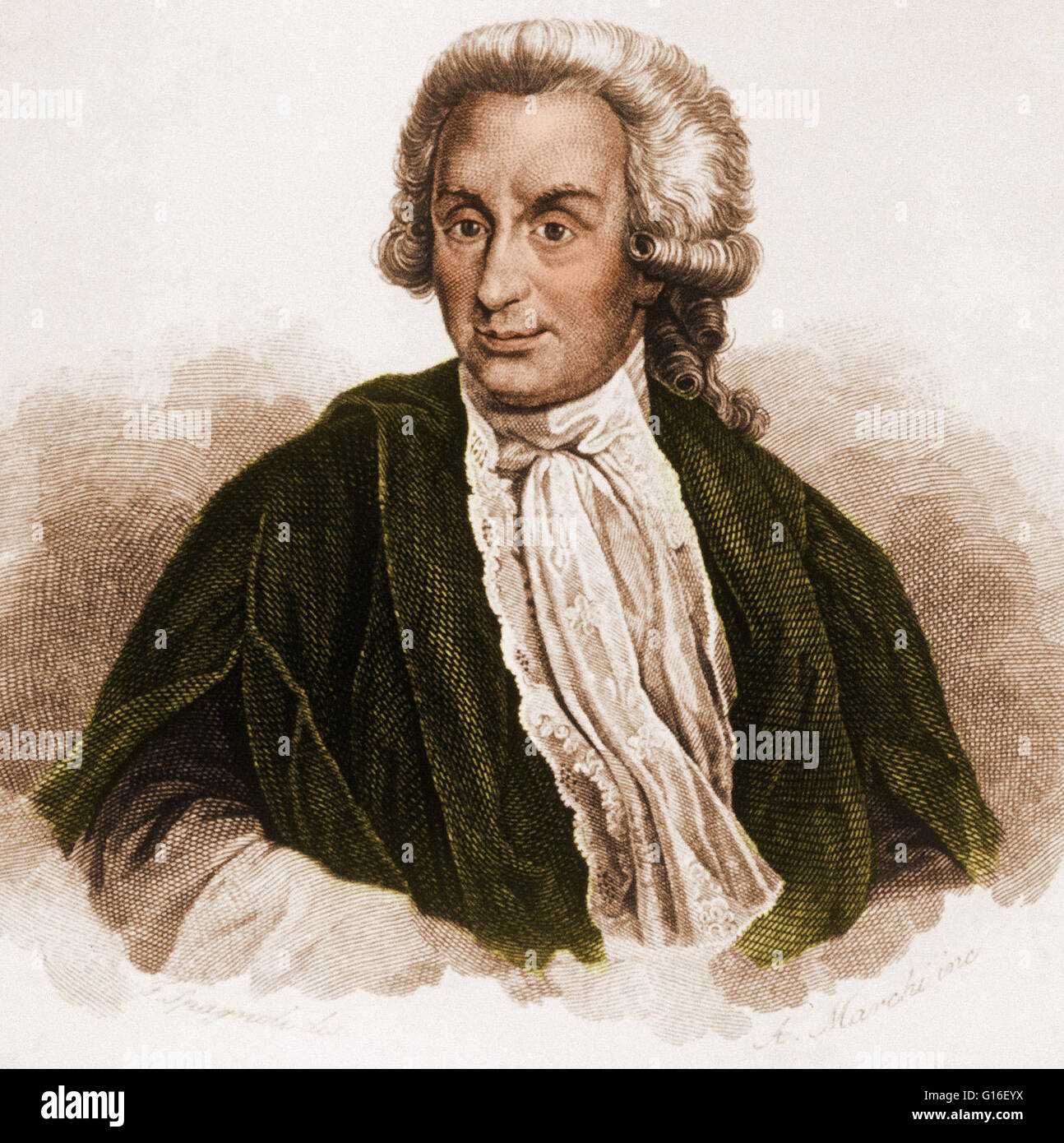 Aloisio Luigi Galvani (1737-1798) era un medico e fisico italiano che visse e morì a Bologna. Nel 1791, ha scoperto che i muscoli delle rane morte gambe ebbe un sussulto quando viene colpito da una scintilla. Questa è stata una delle prime incursioni nello studio di bioelect Foto Stock