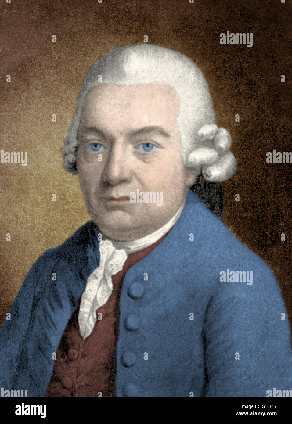 Carl Philipp Emanuel Bach (8 marzo 1714 - 14 dicembre 1788) era un tedesco periodo classico musicista e compositore, il quinto bambino e la seconda (superstiti) figlio di Johann Sebastian Bach e Maria Barbara Bach. C. P. E. Bach fu un influente compositore workin Foto Stock