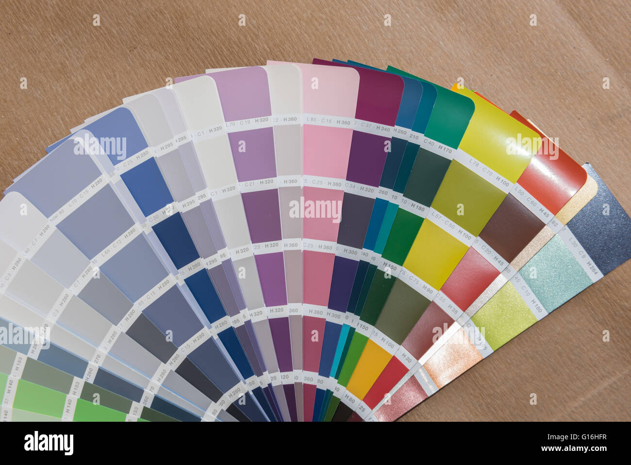 Tavolozza di colori che giace a terra da scegliere per la ristrutturazione Foto Stock